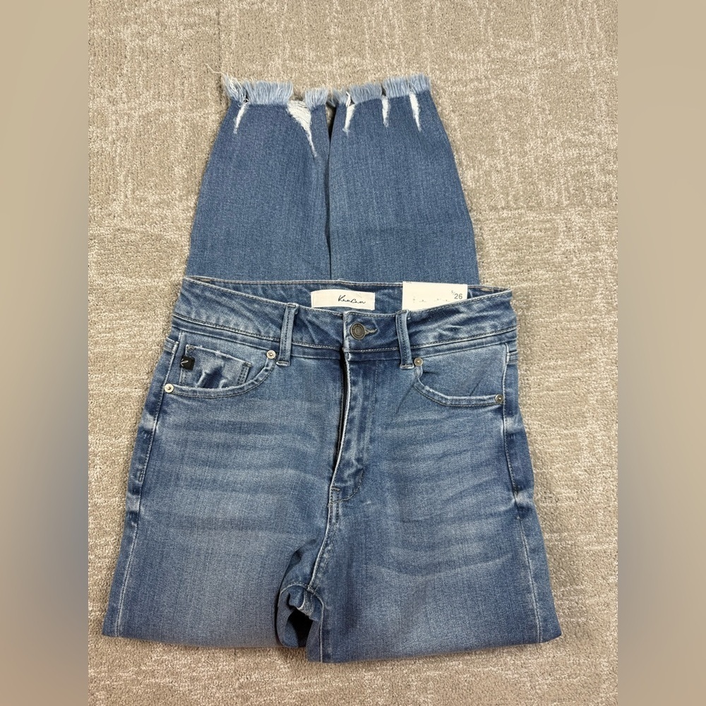 KanCan High Rise Raw Hem Light Wash Distressed Skinny Jean NWT 5/26